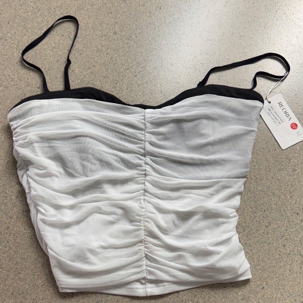 ReoRia Black and White Ruched Camisole